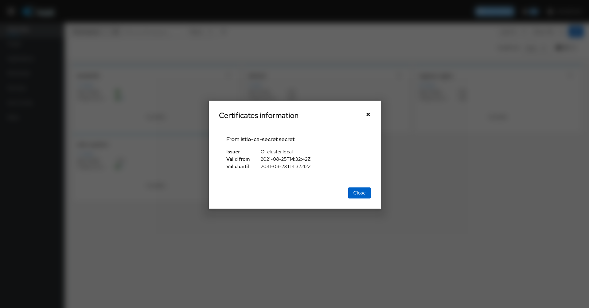 Certificates information